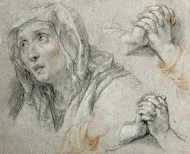 Studies for the Figure of the Virgin, about 1700. Creator: Antoine Coypel.