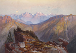 Lower Yellowstone Range seen from Yellowstone National Park, 1874. Creator: Thomas Moran.