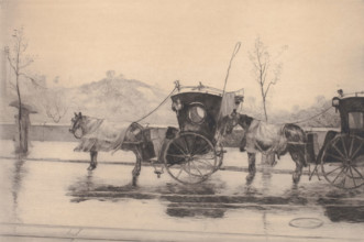 Sous la Pluie, 1906. Creators: Jean Francois Raffaelli, Jean-François Raffaëlli.