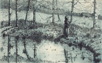 Girl by Pond, about 1883. Creator: Thomas Entriken Hibben.