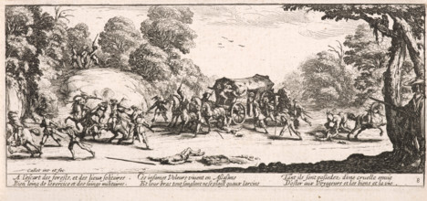 L'Attaque de la diligence (Attacking a Diligence), 1633. Creator: Jacques Callot.