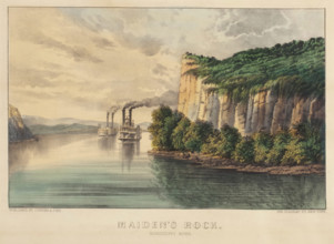 Maiden's Rock - Mississippi River, 1857-1907. Creators: Nathaniel Currier, James Merritt Ives.