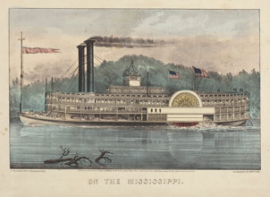 On the Mississippi, 1869. Creators: Nathaniel Currier, James Merritt Ives.