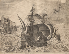 Man-of-War with the Fall of Icarus, about 1560. Creator: Frans Huys.