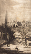 Figures on Bridge, 1883. Creator: Fred Hetherington.