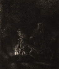 Flight into Egypt: A Night Piece, 1651. Creator: Rembrandt Harmensz van Rijn.