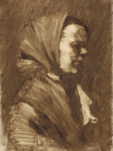 Woman in Scarf, about 1895. Creator: William Merritt Chase.