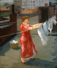 Red Kimono on the Roof, 1912. Creator: John Sloan.