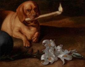 Dog with a Candle and Lilies, about 1660s. Creator: Juan de Pareja.