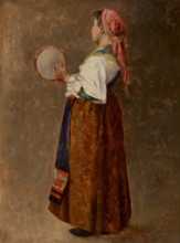 The Tambourine Girl, late 19th-early 20th century. Creator: Margaret A. Rudisill.