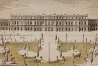 View of the Château of Versailles from the side of Le Nôtre's Parterre d'Eau, about 1680. Creator: Israel Silvestre.