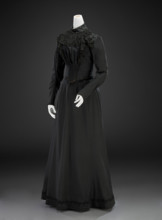 Dress And Cloak (Cloak, Bodice, Skirt; possibly for mourning), early 1880s, cloak; about 1890, dress Creator: The John Shillito Company.