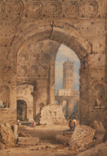 Temple of Peace, Roman Forum, 1825-1850. Creator: Samuel Prout.