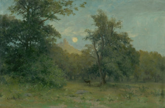 Moonlit Landscape with Hrad Slanec, 1896. Creator: Ludovit Cordak.