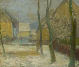 Artist's Courtyard in Slanec in Winter, around 1907. Creator: Ludovit Cordak.