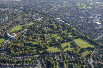 Highbury Park, gardens and landscape park to Highbury Hall, Birmingham, 2024. Creator: Damian Grady.