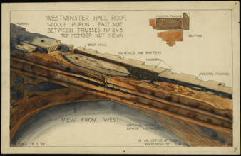 Palace of Westminster, Westminster Hall, Parliament Square, Westminster, London, 1916 - 1920. Creator: Office of Works.