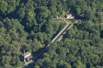 Cromford Canal engine house, aqueduct and canal lengthman's cottage, Derbyshire, 2024. Creator: Robyn Andrews.