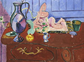 'Pink Statuette and Jug on a Red Chest of Drawers', 1910.  Creator: Henri Matisse.