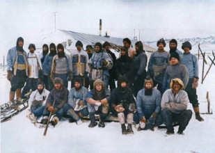 'The Main Party at Cape Evans After The Winter, 1911', (1913). Creator: Herbert Ponting.