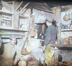 French soldiers in captured German officers' kitchen, c1914-c1918. Creator: Unknown.