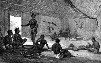 Interior of an Ashantee hut, 1873. Creator: Unknown.