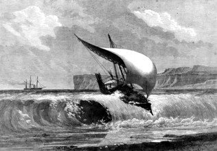 The East African Slave Trade: destruction of a dhow, 1873. Creator: Unknown.