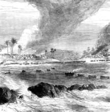 The War on the Gold Coast: destruction of the villages of Ampenee and Akimfoo, October 14, 1873. Creator: Unknown.