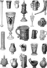 Ancient drinking-vessels in the International Exhibition, 1873. Creator: Unknown.