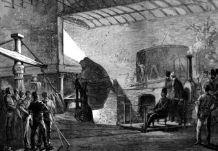 The Shah at the Crewe Locomotive-Engine Factory: the Bessemer Process, 1873. Creator: Unknown.