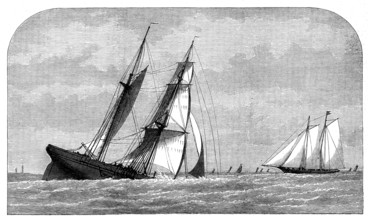 Sinking of a collier off Lowestoft - the yacht Violet at hand, 1873. Creator: Unknown.