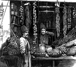 The Nations of Western Asia: Armenian fruitseller, 1873.  Creator: Unknown.