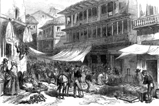 Sketches in Spain: Fish Market, Granada, 1873. Creator: Unknown.