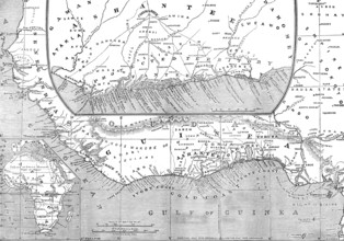 Maps of Africa, Upper Guinea, and the Gold Coast, showing the site of the Ashantee War, 1873. Creator: H. Crane.