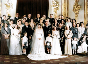 Queen Elizabeth II (b1926), Prince Philip (b1921) and other members of the Royal Family, 1947.