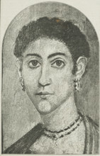 An Egyptian portrait on display at the Egyptian Hall, Piccadilly, 1888. Depiction of funerary