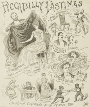Piccadilly Pastimes, 1886. 'Sudden Disappearance of the Lady and her Covering; Mr Bertram Envelopes