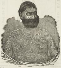 Captain Georges Costententus, The Tattooed Man at the Royal Aquarium in London, 1881. George