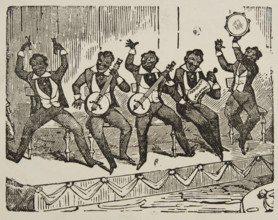 Lantum Ethiopian Serenaders, c1840s. Illustration of a minstrel show group advertising their