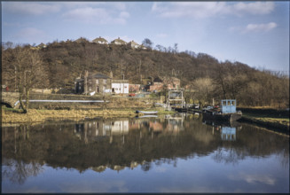 The view looking east across Salterhebble Low Basin on the Calder and Hebble Navigation,