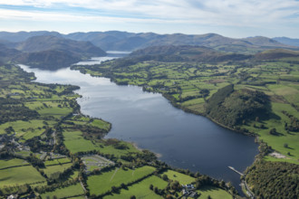 View across Ullswater looking south west, Pooley Bridge, Cumbria, 2024.