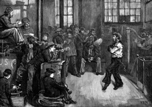 After dinner at the Sailors' Home, East End, 1873. 'In that most useful institution...[in]
