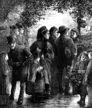 Christmas Marketing, 1873. 'The bustle of laying in the required stock of kitchen, cellar, and
