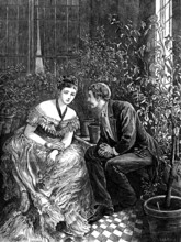 Hide and Seek, 1873. Illustration to a poem by John Latey. 'Where lovers meet is hallowed ground,