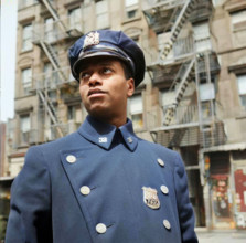 [Untitled photo, possibly related to: New York, New York. Policeman no. 19687].  (Colorised black