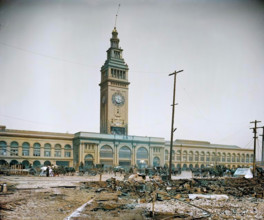 Ferry Building, San Francisco, Cal., c1906. (Colorised black and white print).