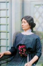Helen Keller, 1913. Shows Helen Keller (1880-1968) possibly at the International Flower Show, New