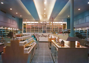 Star Drug, business on Kingsbridge Rd., Bronx, New York, 1946. (Colorised black and white print).