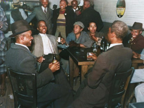 African Americans conversing and drinking beers in a bar, Clarksdale, Mississippi Delta, November