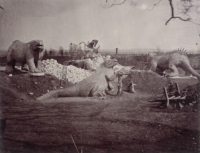 'Models of Extinct Animals', Crystal Palace, Sydenham, 1852-1854. Designed by Sir Joseph Paxton to